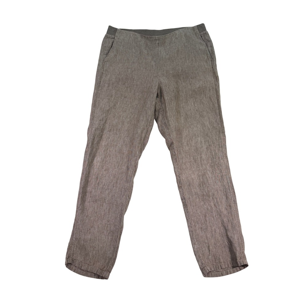 J.Jill Love Linen 100% Linen Crop Pants Womens Medium Brown Pockets Beach Travel